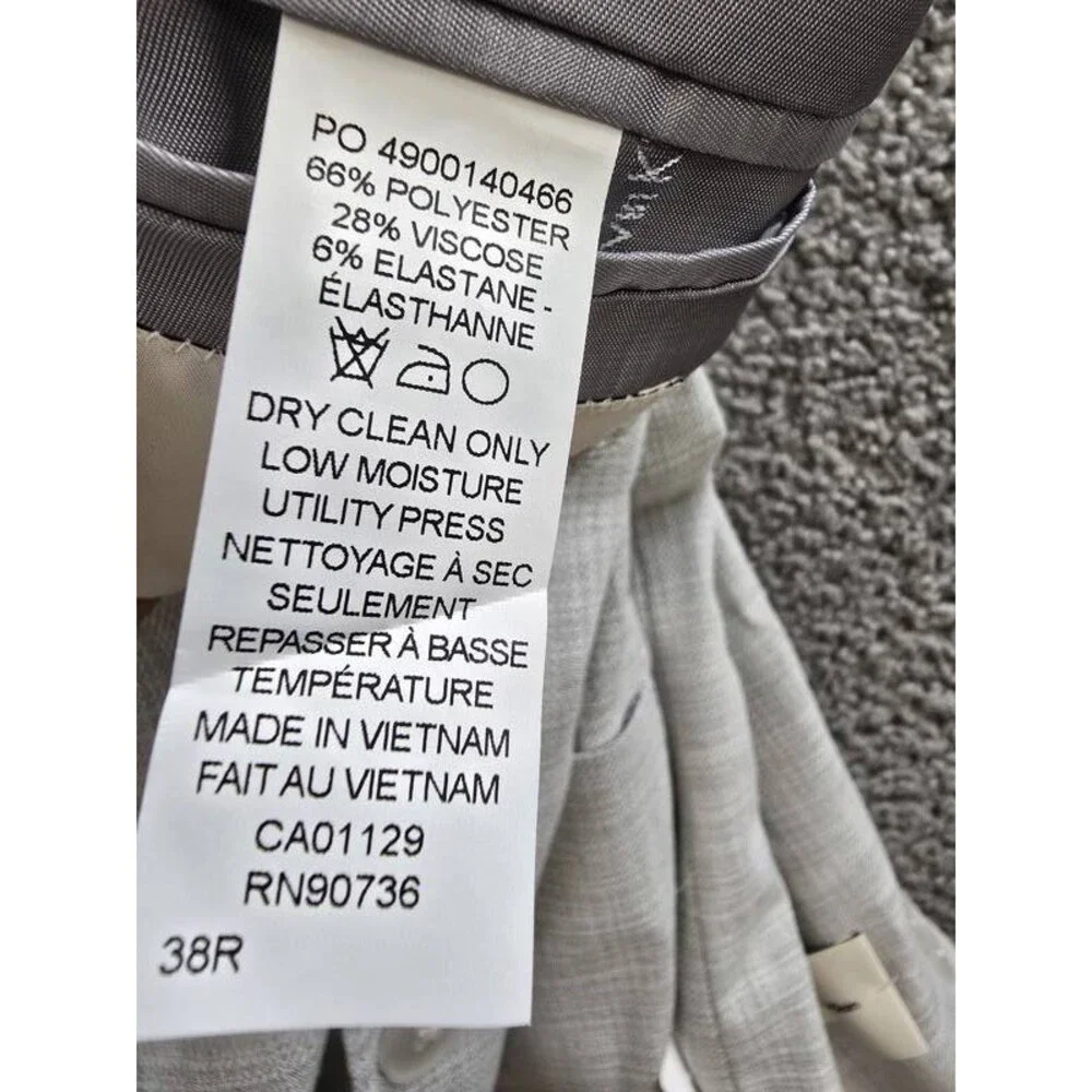 Calvin Klein Slim Fit Sport Coat Blazer Men's 38R Heather Grey Front Button